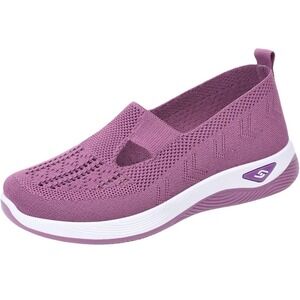 Women'S Woven Orthopedic Breathable Soft Shoes Go Walking Slip on Diabetic Foam